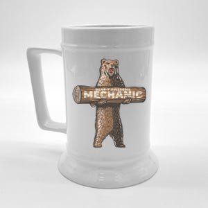 Beary Awesome Mechanic Funny Auto Repair Saying Beer Stein