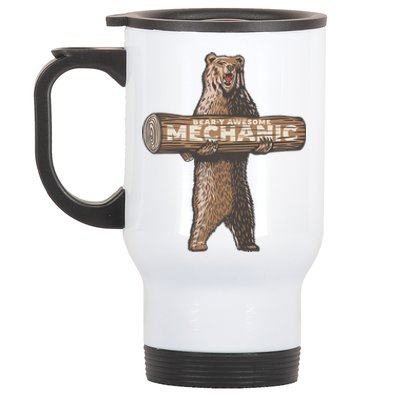 Beary Awesome Mechanic Funny Auto Repair Saying Stainless Steel Travel Mug