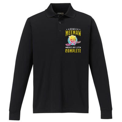 Being A Meemaw Makes My Life Complete Turtle Meemaw Gift Performance Long Sleeve Polo