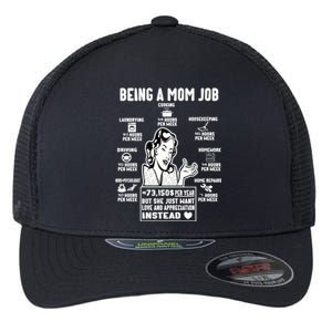 Being A Mom Job Funny Mom For Mothers Day Appreciation Gift Flexfit Unipanel Trucker Cap