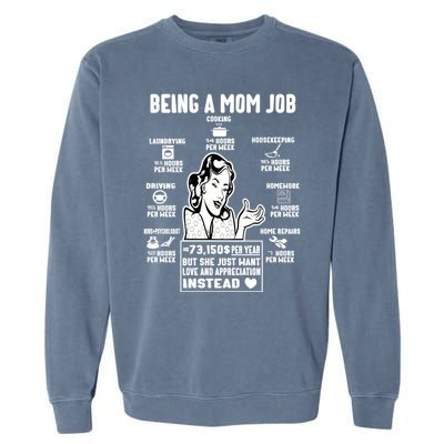 Being A Mom Job Funny Mom For Mothers Day Appreciation Gift Garment-Dyed Sweatshirt