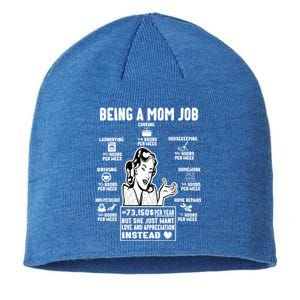 Being A Mom Job Funny Mom For Mothers Day Appreciation Gift Sustainable Beanie