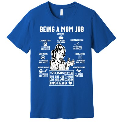 Being A Mom Job Funny Mom For Mothers Day Appreciation Gift Premium T-Shirt