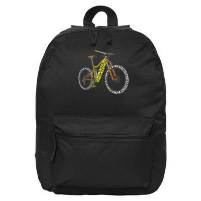 Bicycle Anatomy Mountain Bike Mtb Parts Funny Biker Rider 16 in Basic Backpack