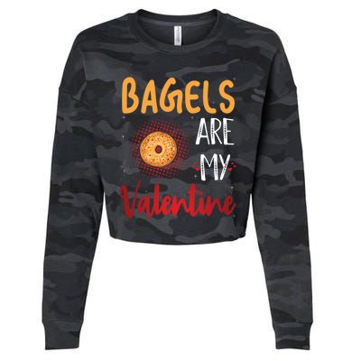 Bagels Are My Valentine Bagel Bread Lover Valentines Days Funny Gift Cropped Pullover Crew