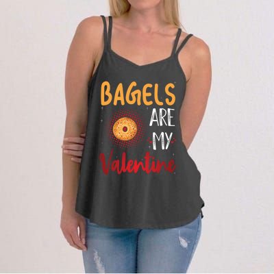 Bagels Are My Valentine Bagel Bread Lover Valentines Days Funny Gift Women's Strappy Tank