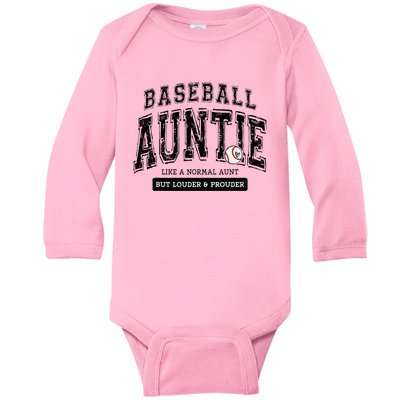 Baseball Auntie Matching Aunt Loud Proud Family Player Game Baby Long Sleeve Bodysuit