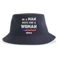 Be A Man Vote For A Woman Kamala Harris 2024 Walz Us Flag Sustainable Bucket Hat