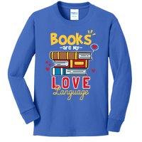 Books Are My Love Language Gift Kids Long Sleeve Shirt