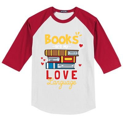 Books Are My Love Language Gift Kids Colorblock Raglan Jersey