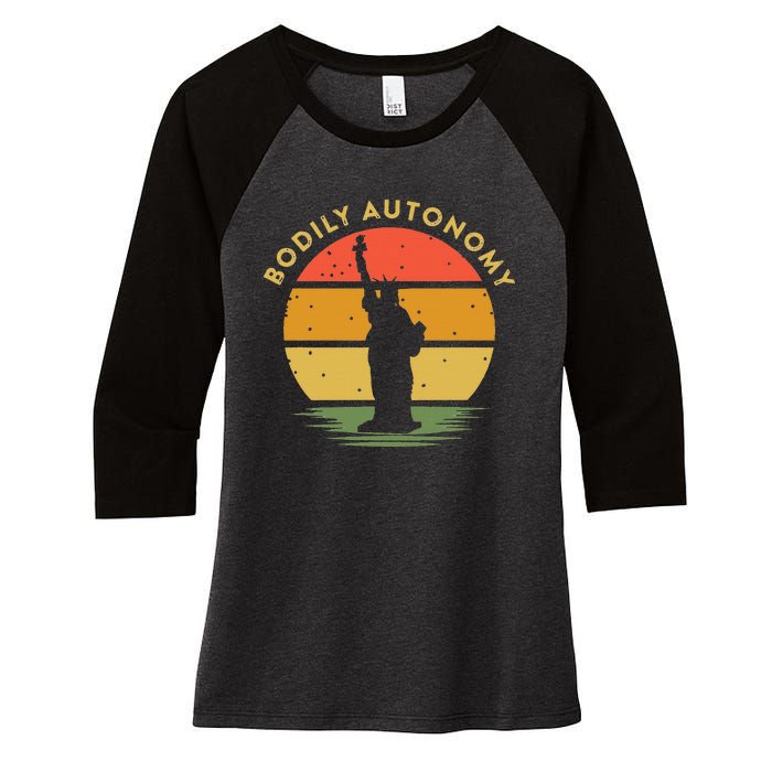 Bodily Autonomy My Body My Choice Freedom Statue of Liberty Women's Tri-Blend 3/4-Sleeve Raglan Shirt