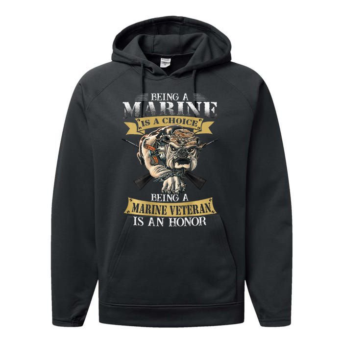 Being A Marine Veteran Is An Honor Performance Fleece Hoodie