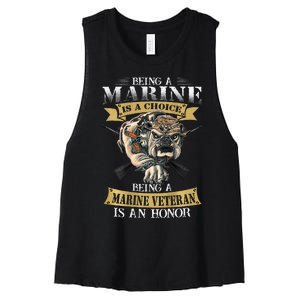 Being A Marine Veteran Is An Honor Women's Racerback Cropped Tank