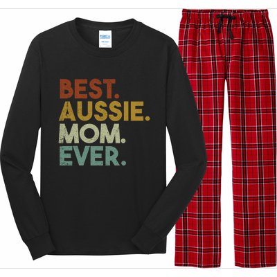 Best Aussie Mom Ever Retro Australian Shepherd Dog Gift Long Sleeve Pajama Set