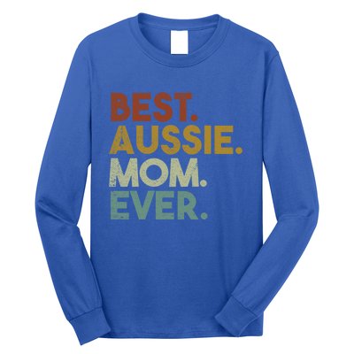 Best Aussie Mom Ever Retro Australian Shepherd Dog Gift Long Sleeve Shirt