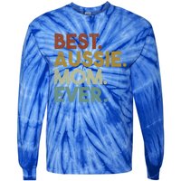 Best Aussie Mom Ever Retro Australian Shepherd Dog Gift Tie-Dye Long Sleeve Shirt