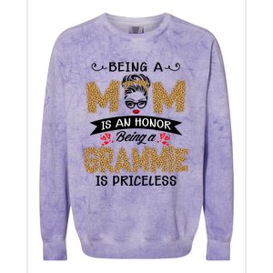 Being A Mom Is An Honor Being A Grammie Is Priceless Leopard Great Gift Colorblast Crewneck Sweatshirt