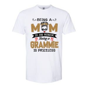 Being A Mom Is An Honor Being A Grammie Is Priceless Leopard Great Gift Softstyle CVC T-Shirt