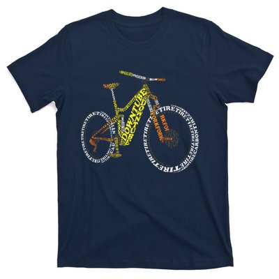 Bicycle Anatomy Mountain Bike MTB Parts Funny Biker Rider T-Shirt