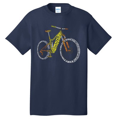 Bicycle Anatomy Mountain Bike MTB Parts Funny Biker Rider Tall T-Shirt