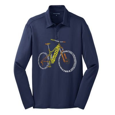 Bicycle Anatomy Mountain Bike MTB Parts Funny Biker Rider Silk Touch Performance Long Sleeve Polo