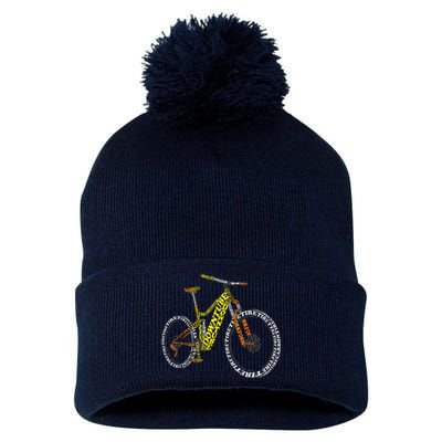 Bicycle Anatomy Mountain Bike MTB Parts Funny Biker Rider Pom Pom 12in Knit Beanie