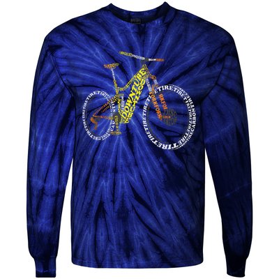 Bicycle Anatomy Mountain Bike MTB Parts Funny Biker Rider Tie-Dye Long Sleeve Shirt