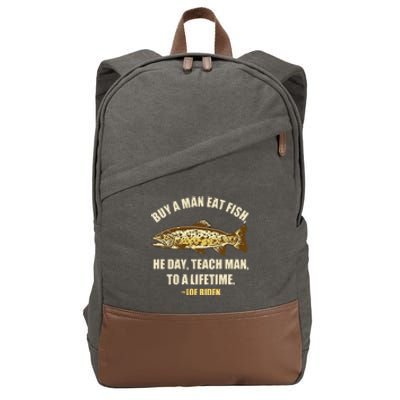 Buy A Man Eat Fish Joe Biden Cotton Canvas Backpack