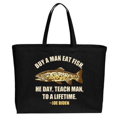 Buy A Man Eat Fish Joe Biden Cotton Canvas Jumbo Tote