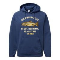 Buy A Man Eat Fish Joe Biden Performance Fleece Hoodie