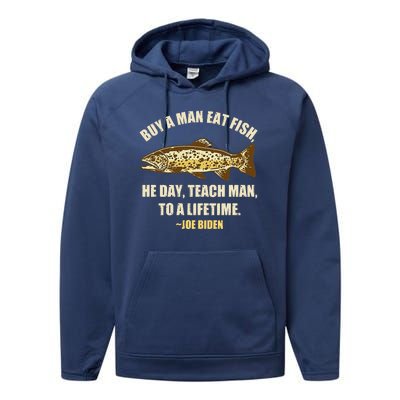 Buy A Man Eat Fish Joe Biden Performance Fleece Hoodie