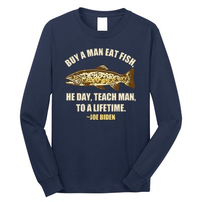 Buy A Man Eat Fish Joe Biden Long Sleeve Shirt