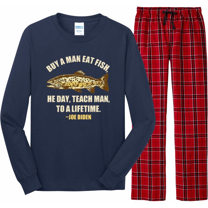 Buy A Man Eat Fish Joe Biden Long Sleeve Pajama Set