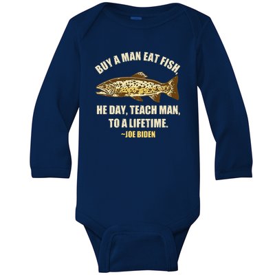 Buy A Man Eat Fish Joe Biden Baby Long Sleeve Bodysuit