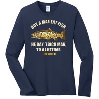 Buy A Man Eat Fish Joe Biden Ladies Long Sleeve Shirt