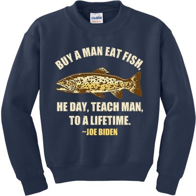 Buy A Man Eat Fish Joe Biden Kids Sweatshirt