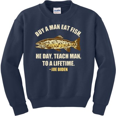 Buy A Man Eat Fish Joe Biden Kids Sweatshirt