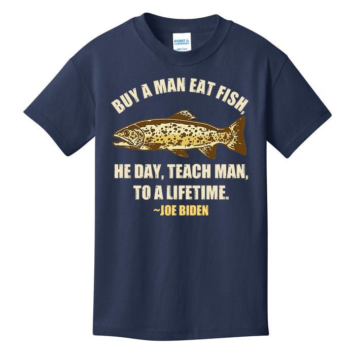 Buy A Man Eat Fish Joe Biden Kids T-Shirt