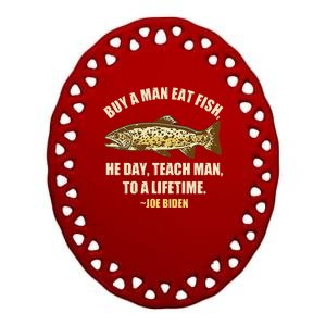 Buy A Man Eat Fish Joe Biden Ceramic Oval Ornament