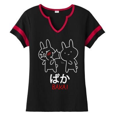 Baka Anime Manga Lover Otaku Gift Rabbit Slap Japanese Ladies Halftime Notch Neck Tee