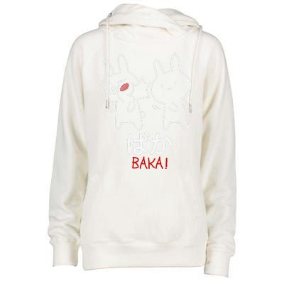 Baka Anime Manga Lover Otaku Gift Rabbit Slap Japanese Womens Funnel Neck Pullover Hood