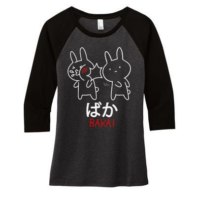 Baka Anime Manga Lover Otaku Gift Rabbit Slap Japanese Women's Tri-Blend 3/4-Sleeve Raglan Shirt