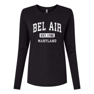 Bel Air Maryland Md Vintage Athletic Sports Womens Cotton Relaxed Long Sleeve T-Shirt