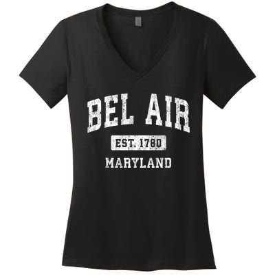 Bel Air Maryland Md Vintage Athletic Sports Women's V-Neck T-Shirt