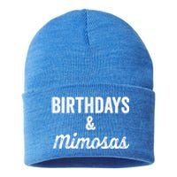 Birthdays And Mimosas Mimosa Lover Day Er Happy Birthday Gift Sustainable Knit Beanie