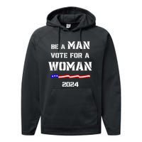 Be A Man Vote For A Kamala Harris 2024 Walz Us Flag Performance Fleece Hoodie