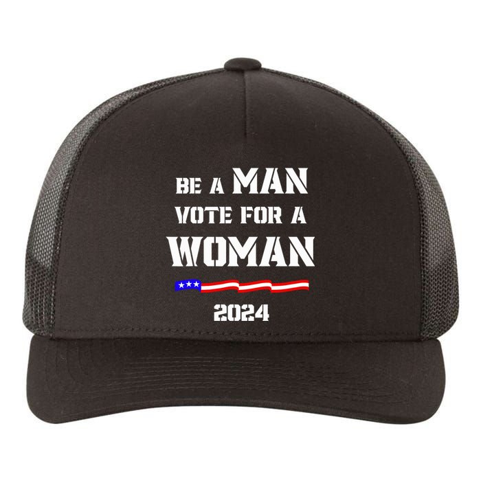 Be A Man Vote For A Kamala Harris 2024 Walz Us Flag Yupoong Adult 5-Panel Trucker Hat