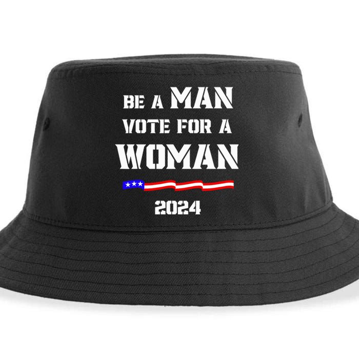 Be A Man Vote For A Kamala Harris 2024 Walz Us Flag Sustainable Bucket Hat