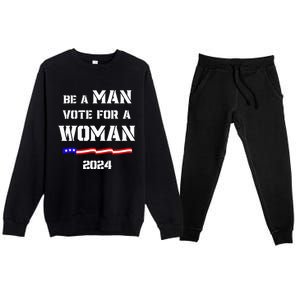 Be A Man Vote For A Kamala Harris 2024 Walz Us Flag Premium Crewneck Sweatsuit Set