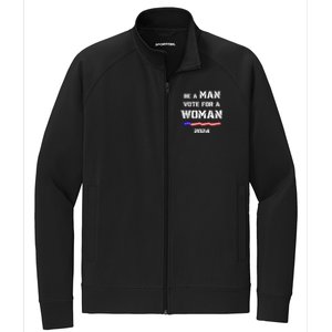 Be A Man Vote For A Kamala Harris 2024 Walz Us Flag Stretch Full-Zip Cadet Jacket